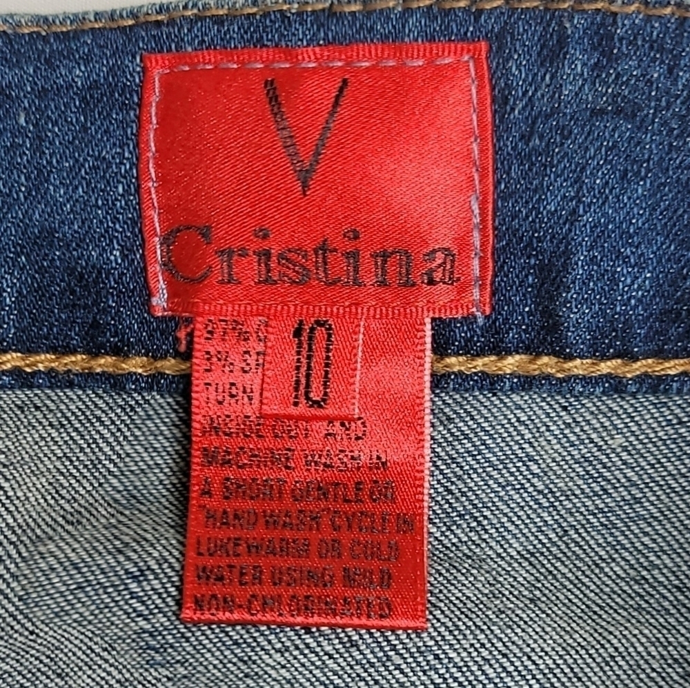 V Cristina Studded Mid-rise Straight Leg Midwash Women's Jeans Size 10 - Picture 5 of 13